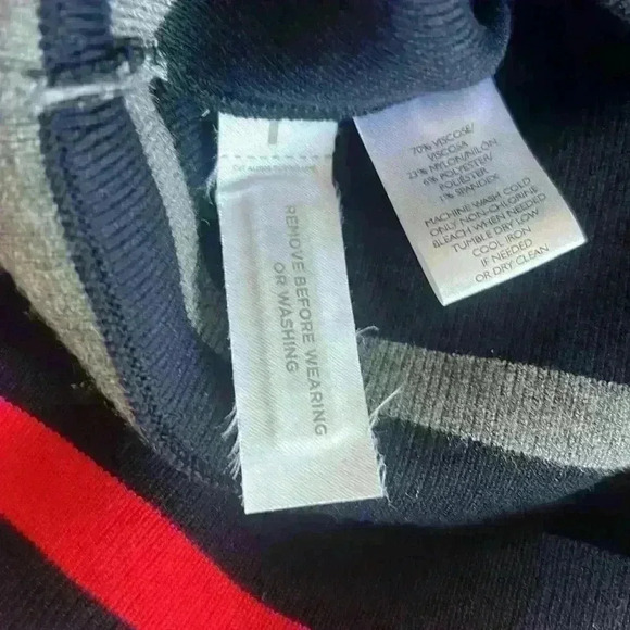 Loft Small Petite Skirt. NWOT. Elastic waist. Black and Gray striped - Picture 6 of 6